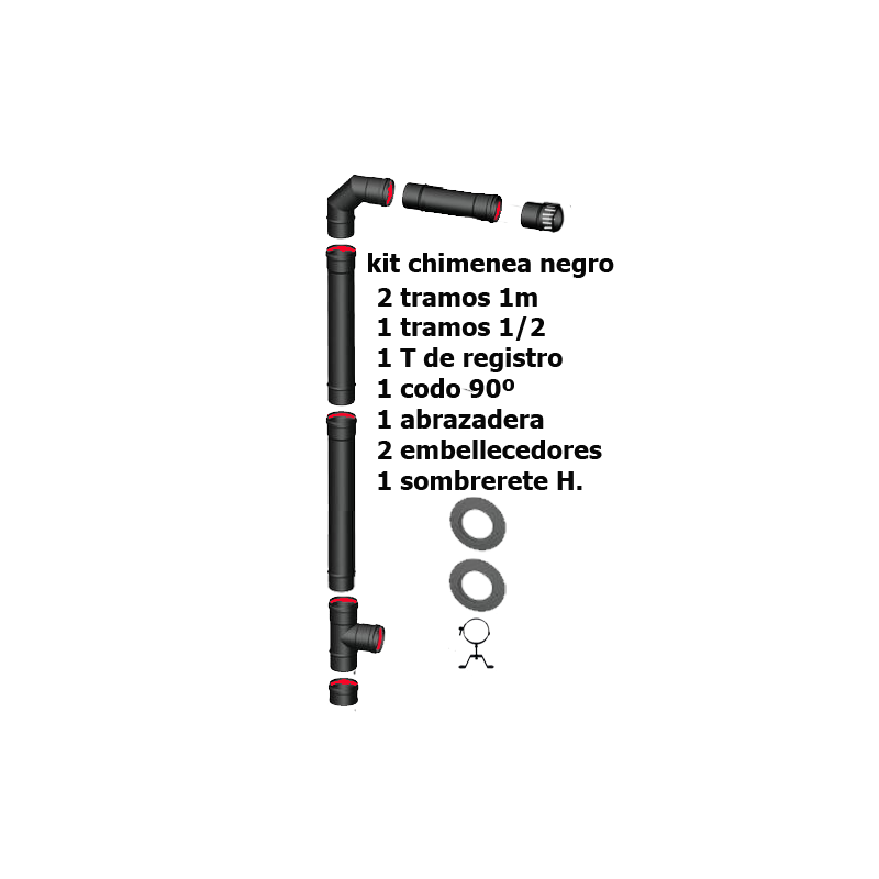 kit chimenea acero al carbono negro