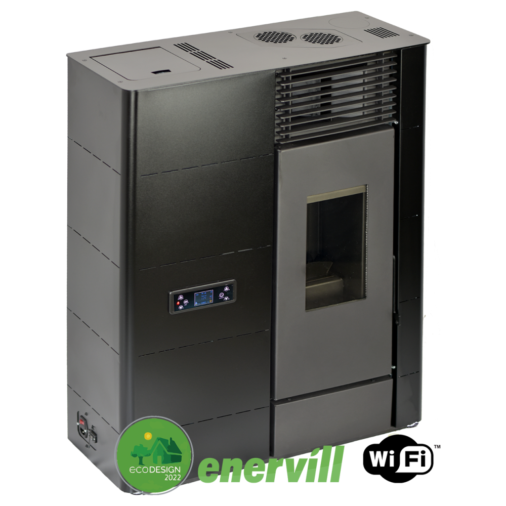 estufa de pellets modelo Venus 14kw pasillo canalizable doble conducción aire