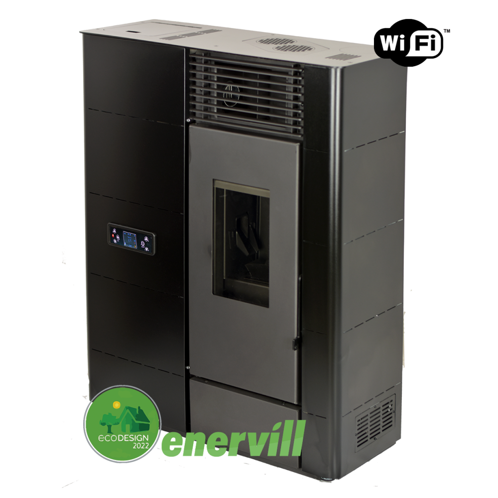 estufa de pellets modelo Venus 14kw pasillo canalizable doble conducción aire