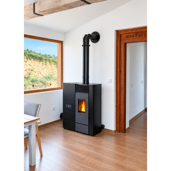 estufa de pellets modelo Venus 14kw pasillo canalizable doble conducción aire 2