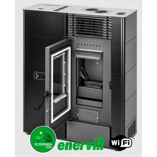 estufa de pellets modelo Venus 14kw pasillo canalizable doble conducción aire
