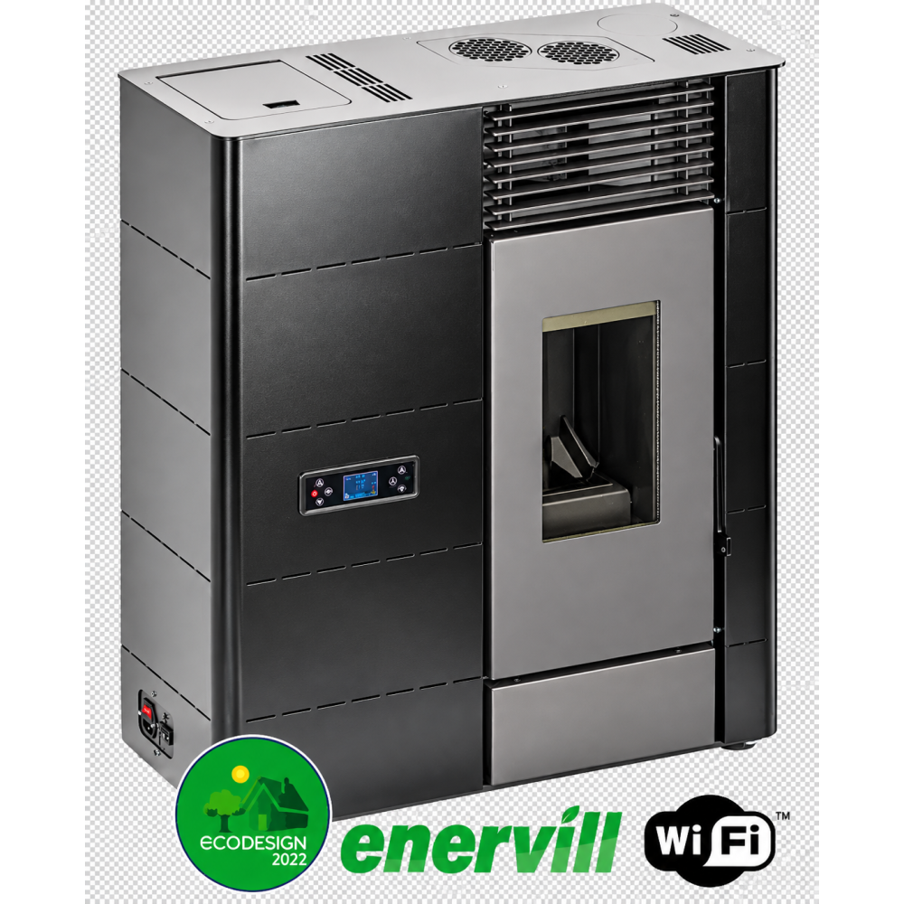 estufa de pellets modelo Venus 14kw pasillo canalizable doble conducción aire