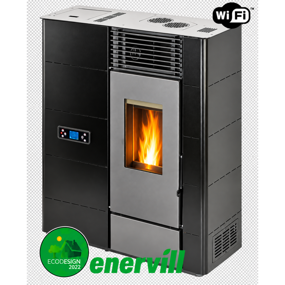 estufa de pellets modelo Venus 14kw pasillo canalizable doble conducción aire