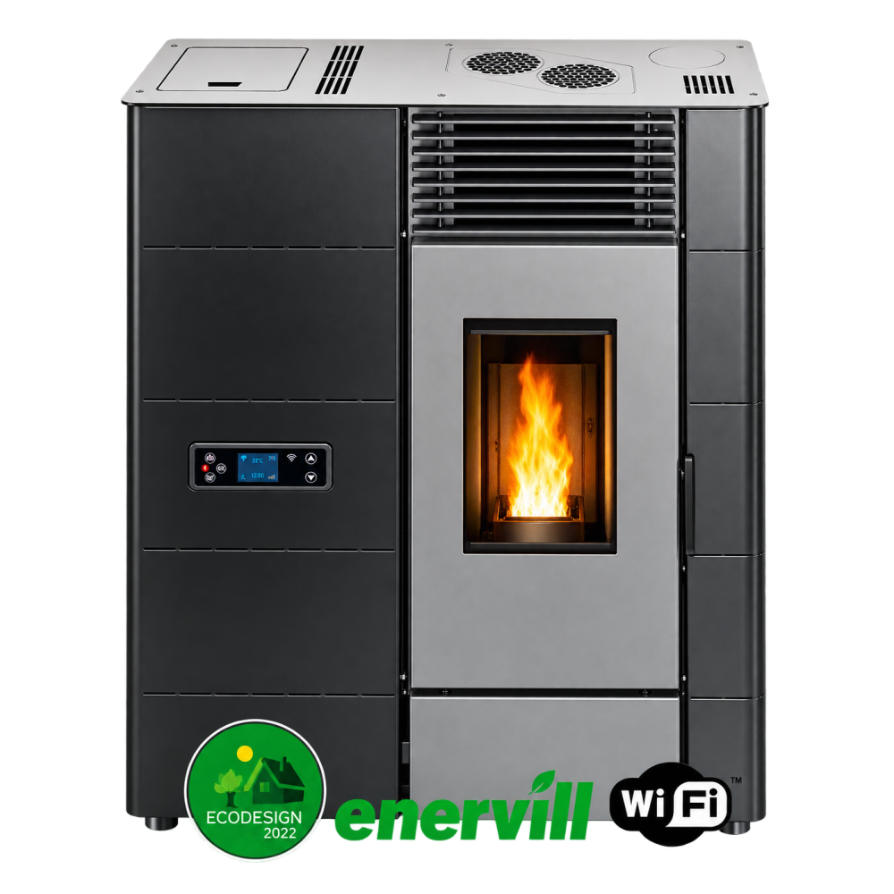 estufa de pellets modelo Venus 14kw pasillo canalizable doble conducción aire