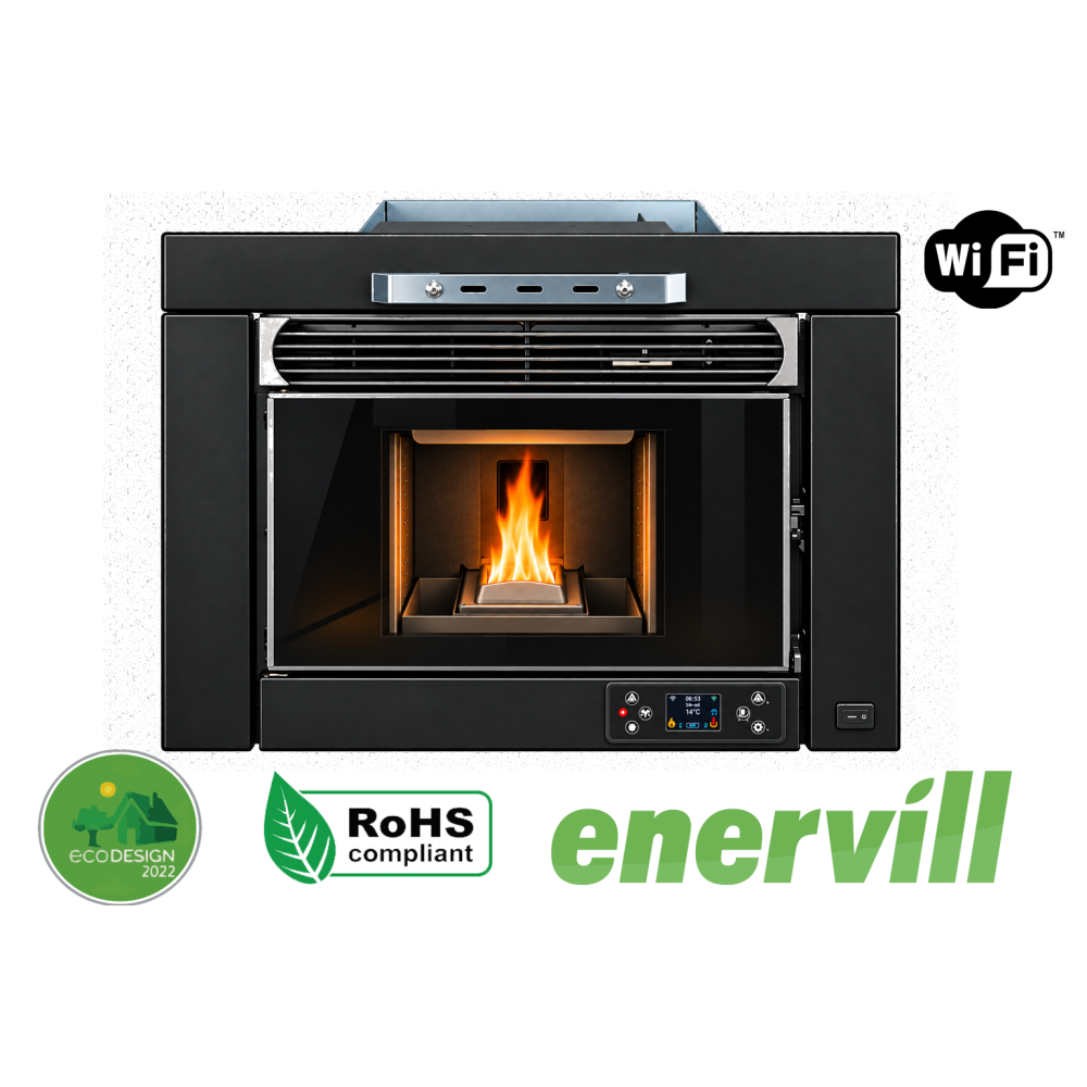 estufa de pellets modelo Ulises cassette insertable 12kw - Enervill - Estufa