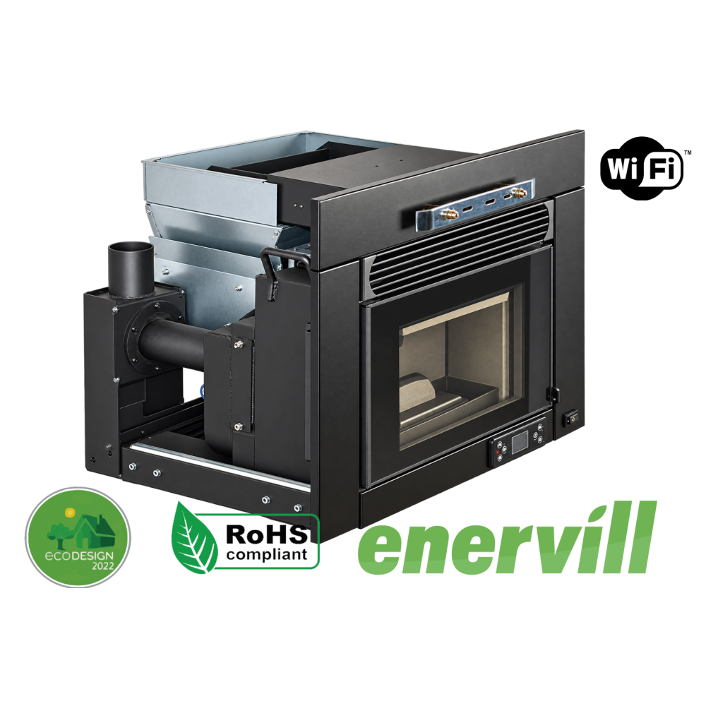 estufa de pellets modelo Ulises cassette insertable 12kw - Enervill - Estufa