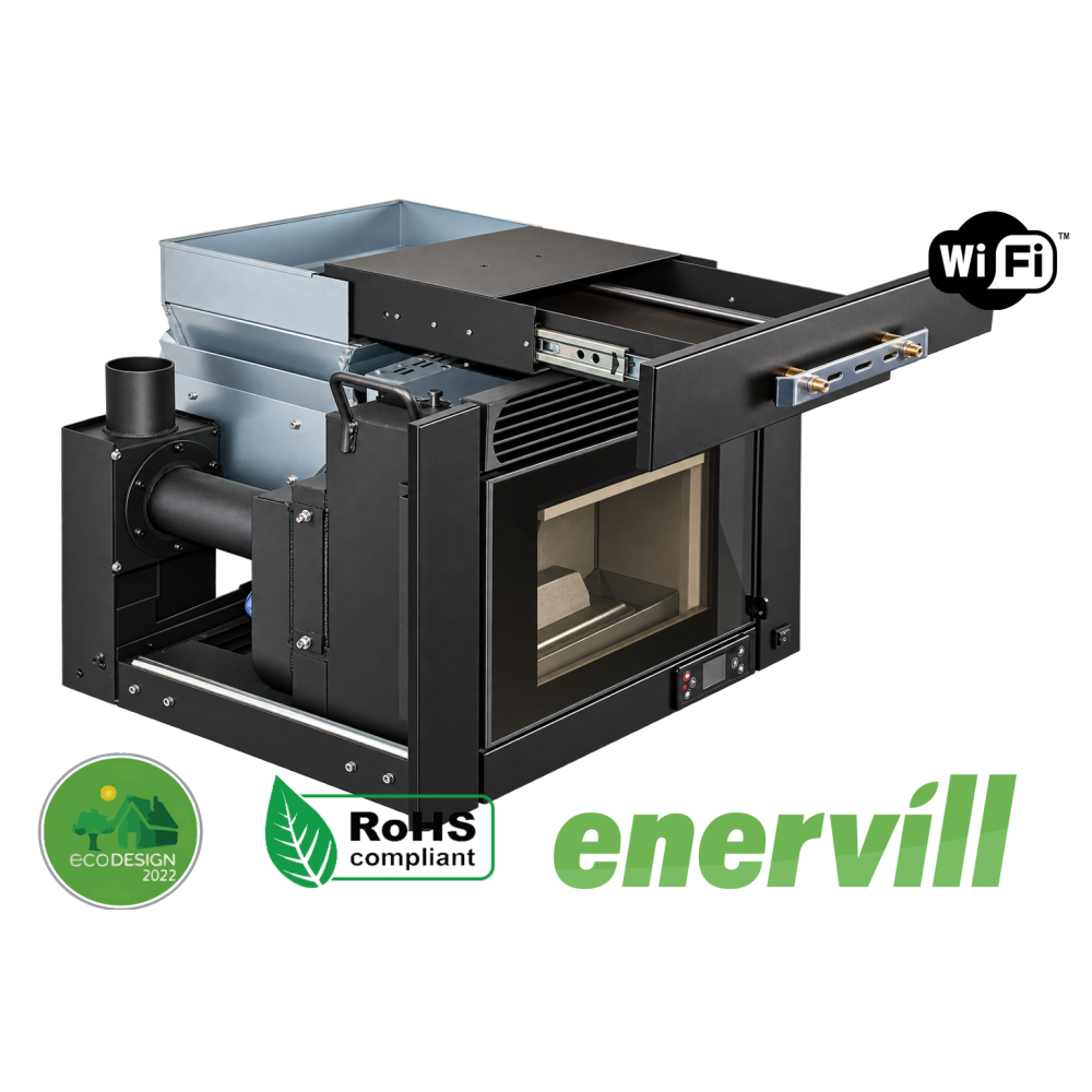 estufa de pellets modelo Ulises cassette insertable 12kw - Enervill - Estufa