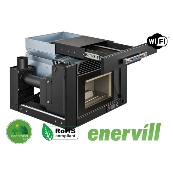 estufa de pellets modelo Ulises cassette insertable 12kw - Enervill - Estufa