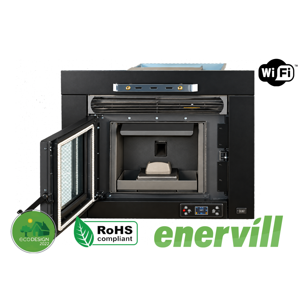 estufa de pellets modelo Ulises cassette insertable 12kw - Enervill - Estufa