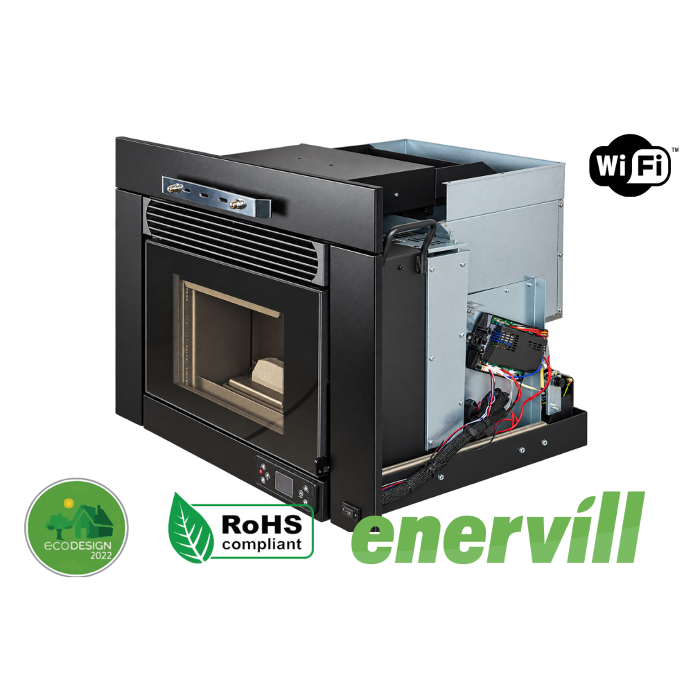 estufa de pellets modelo Ulises cassette insertable 12kw - Enervill - Estufa