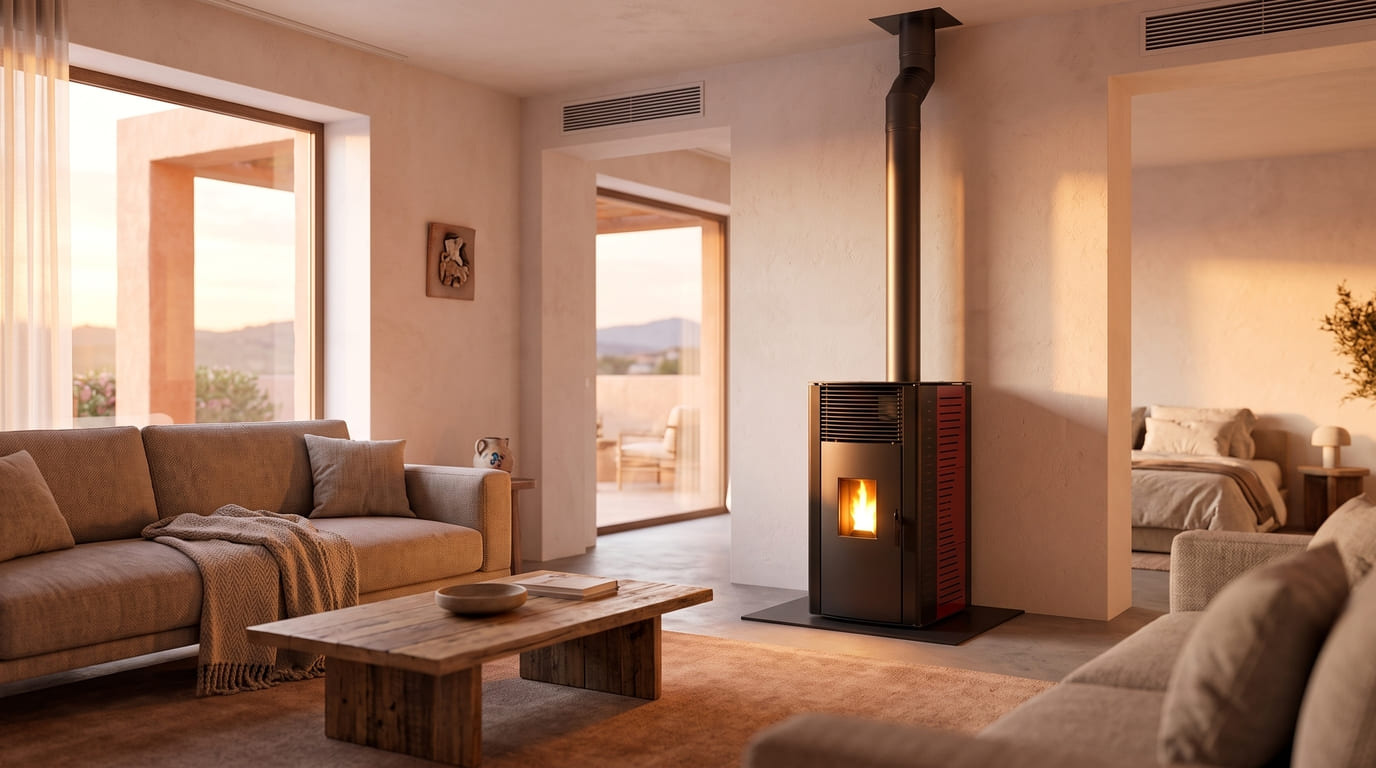 Estufa de pellets canalizable: calefacción para toda la casa